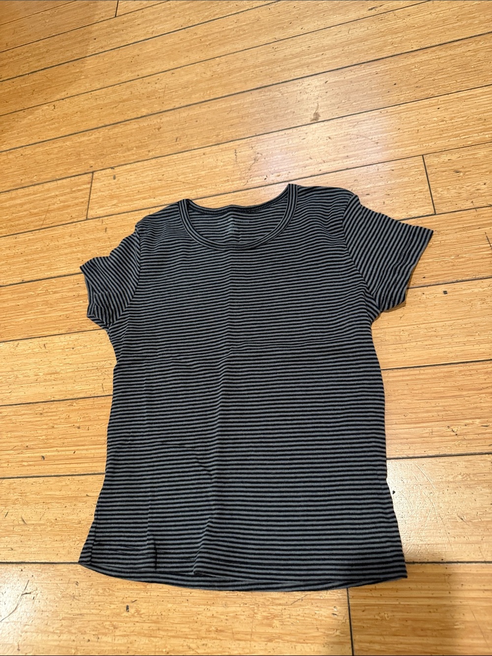 Brandy Melville Striped Crewneck Tee in Black and Gray